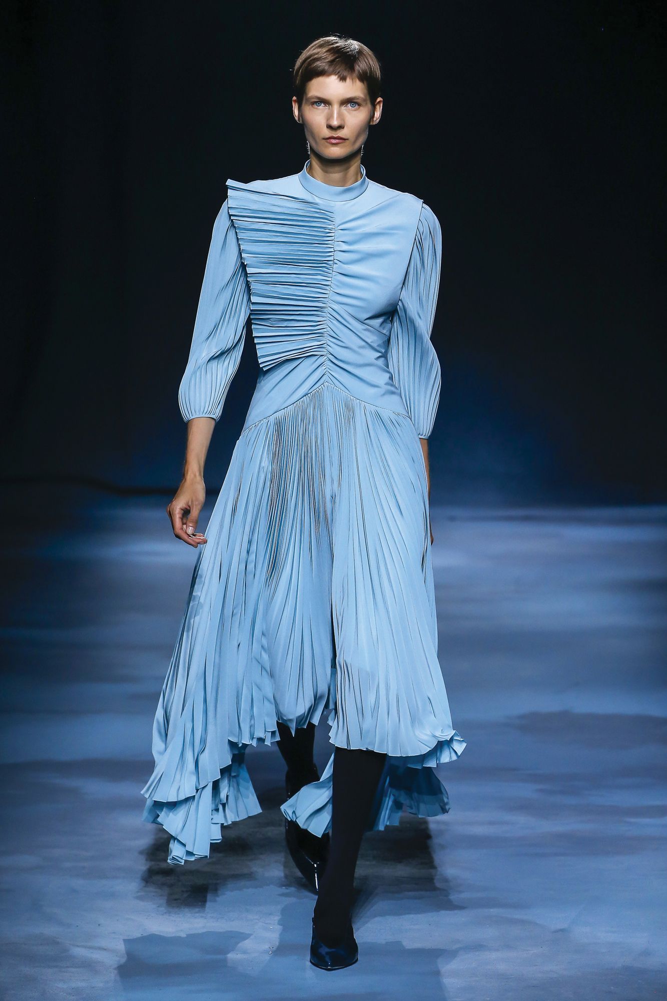 GIVENCHY | Asymmetrical pleated dress from the spring/summer 2019 runway
