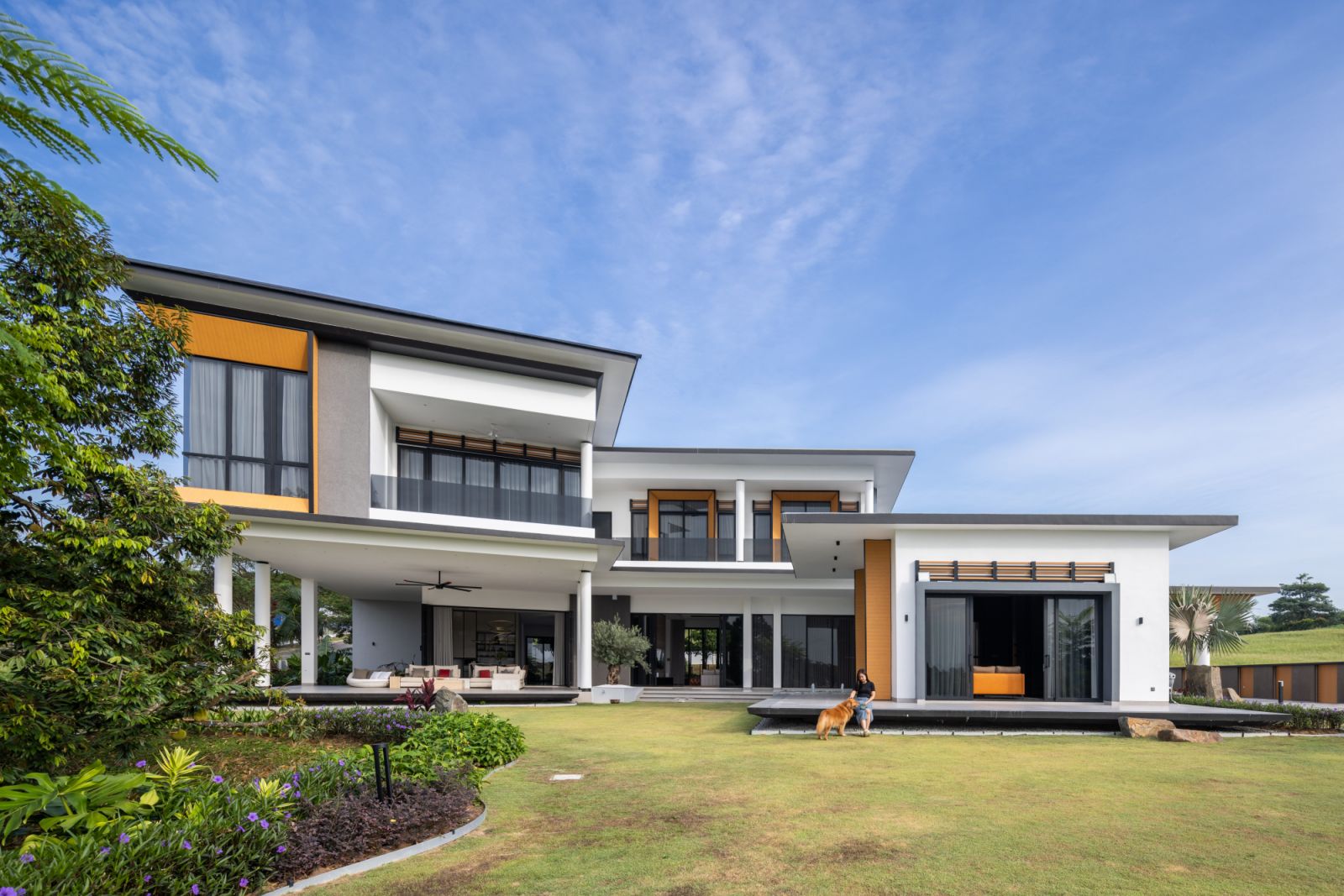 The home rests on a hillock affording it a beautiful view of the verdant surroundings